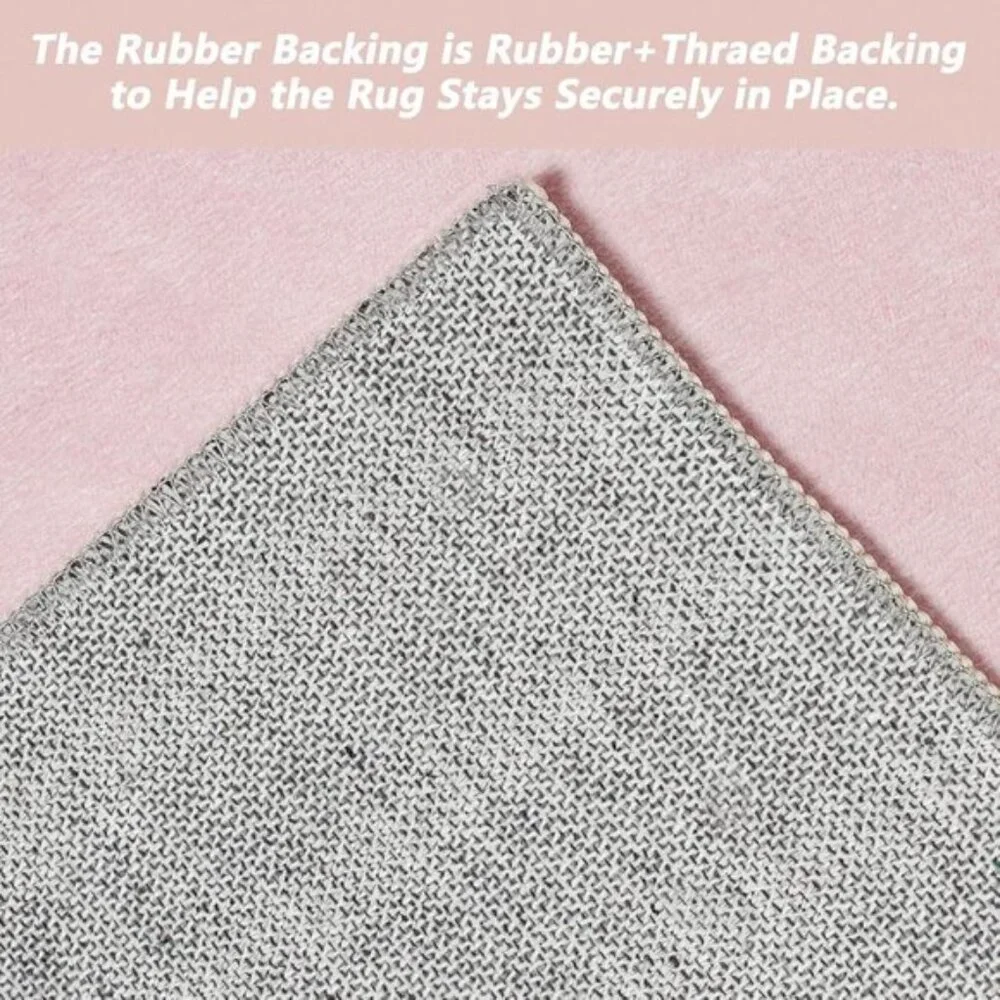 New 5x7 Pink Washable Rug, Soft Low Pile Botanical Carpet for Nursery & Room